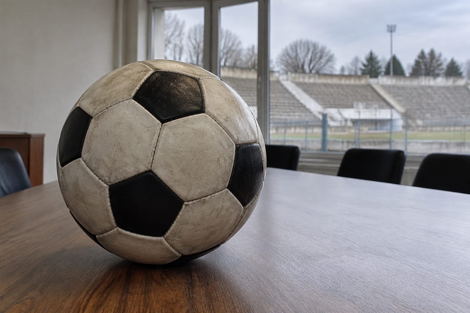 Minge de fotbal pe masă